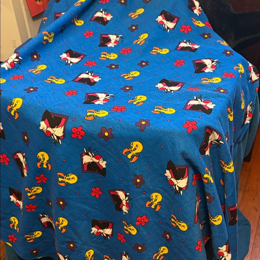 Blue Tweety and Sylvester vintage super soft fabric